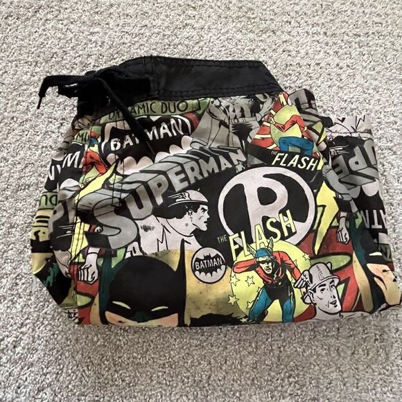 Batman Mens Swim Trunks Board Shorts Sz XL DC Comics Robin Flash Pop Art Black - Picture 12 of 12